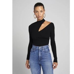 ALIX NYC Black Asymmetric Bodysuit